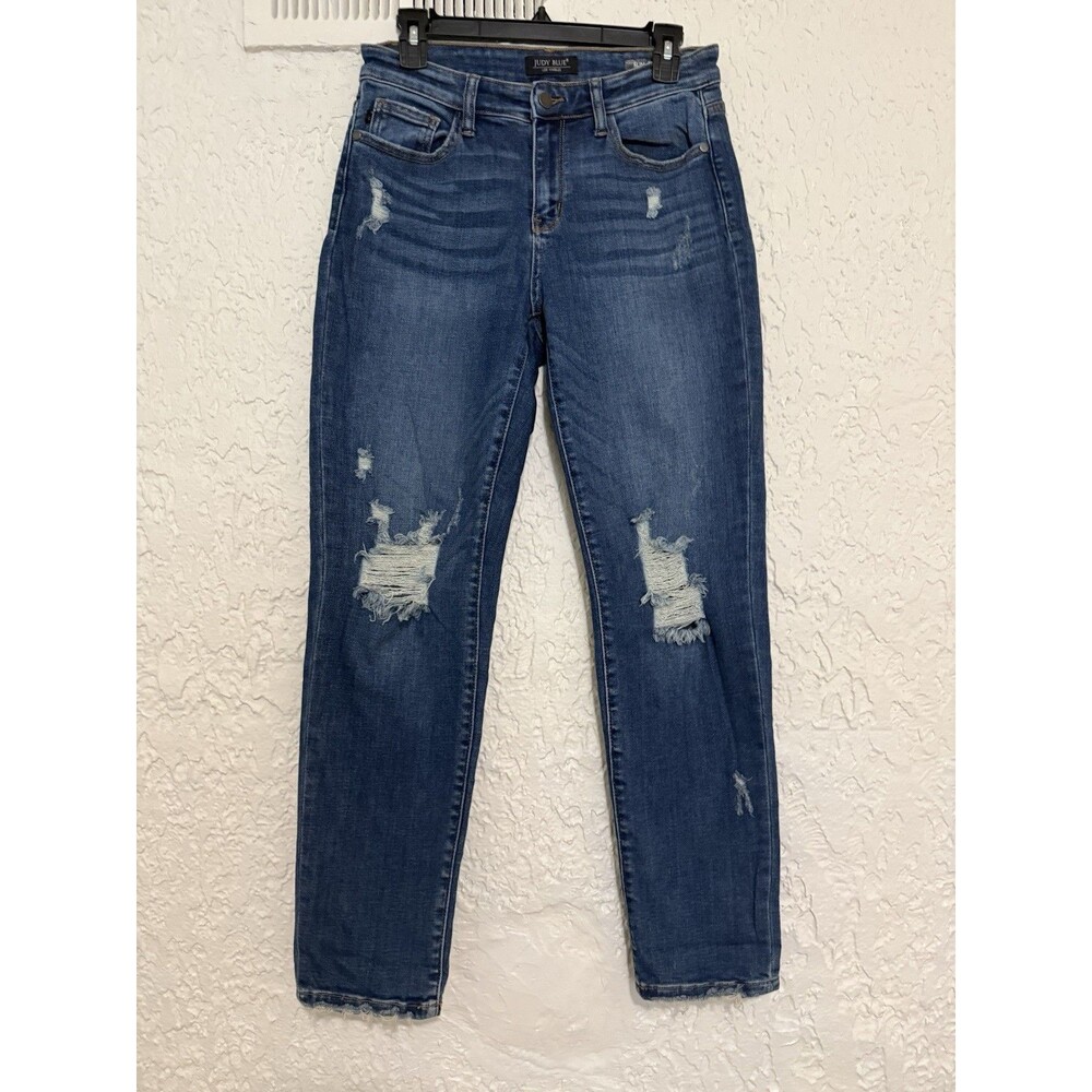 Judy Blue Slim Fit JB82334DK SZ 5/27 Slim Fit Distressed Stretchy